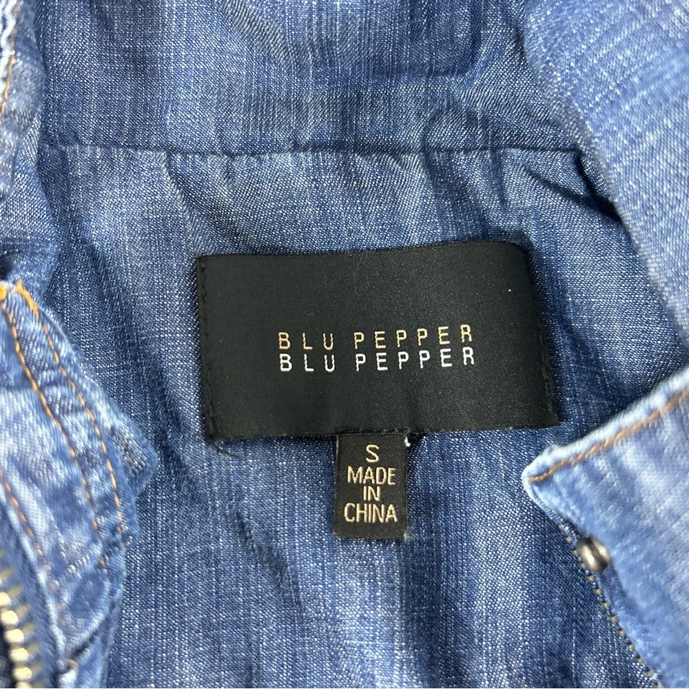 Blu Pepper Denim Utility Vest,Dark Blue Sleeveless Button&Zip up Front SizeSmall - Picture 4 of 8